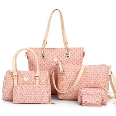 wholesale american famous brand women handbags set 6 pcs ladies purse bags with zipper
