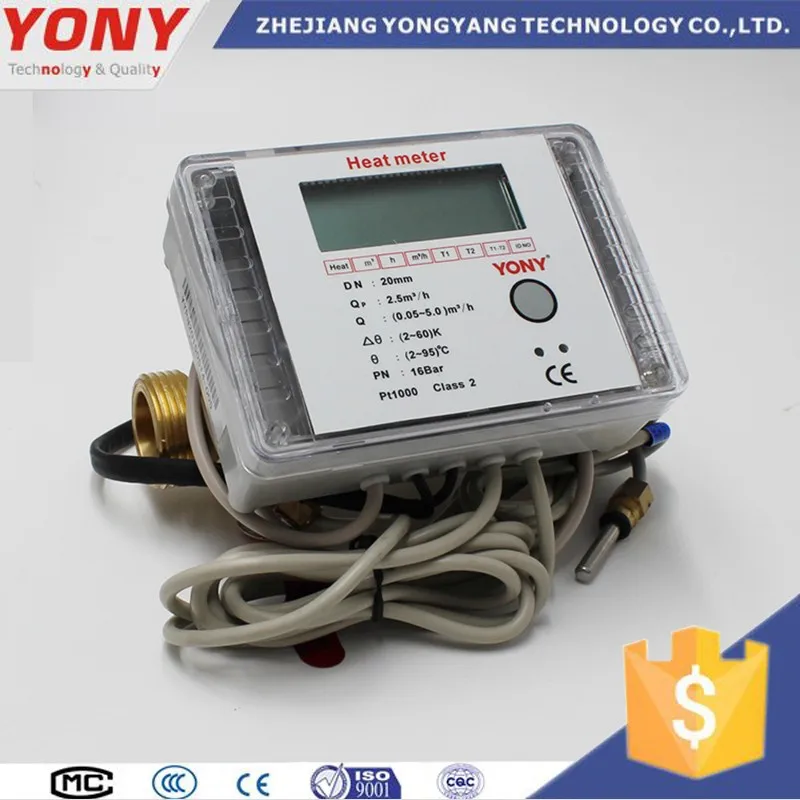 zhejiang yony Digital Pt1000 Sensor Ultrasonic Wave Heat Energy Meter with copper pipe