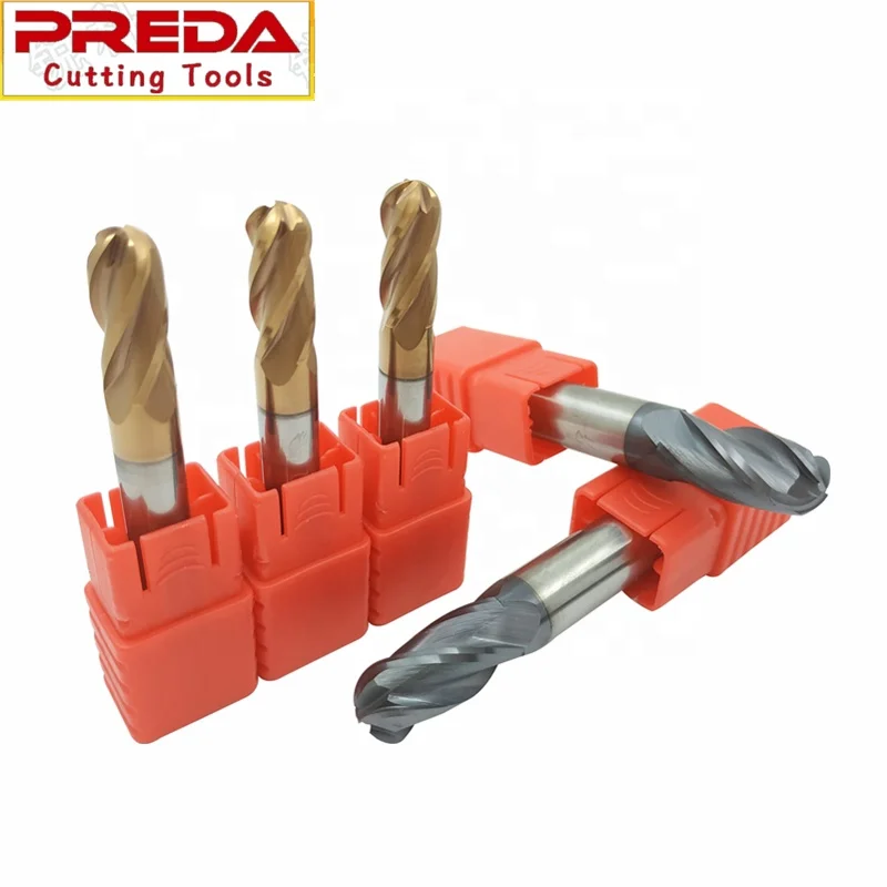 Solid carbide 12mm HRC45 4 Flutes TIALN Coated Ball head nose End Mill