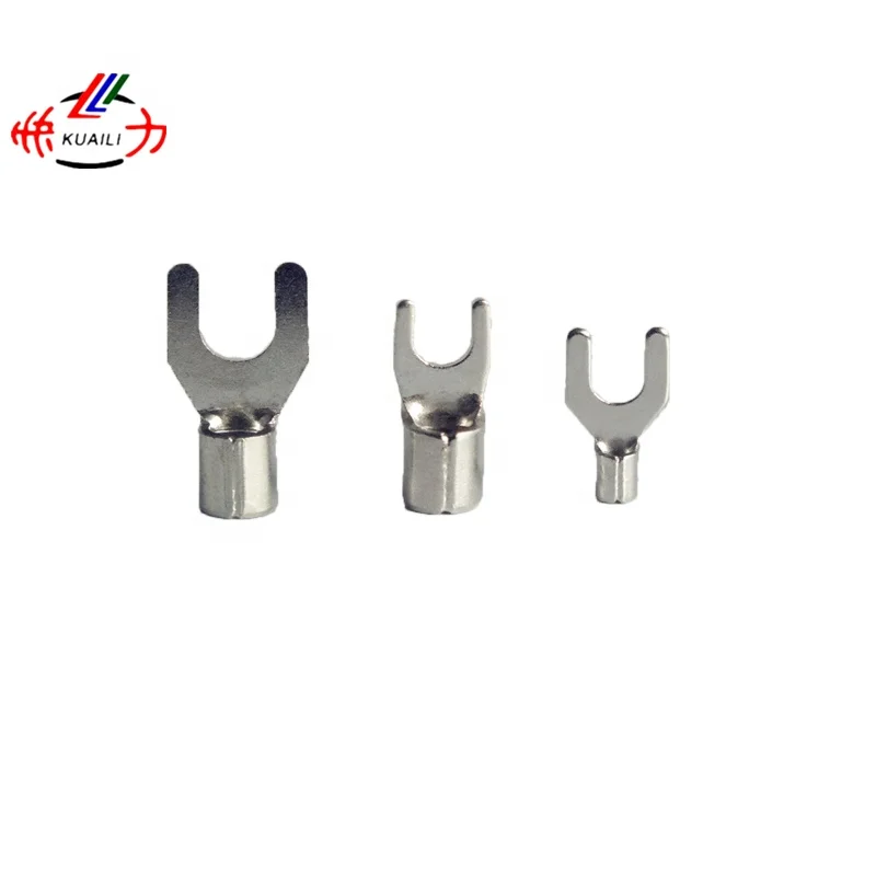 KUAILI Non-Insulated Spade Terminal AWG 8-4 STUD SIZE #8 #10 1/4 5/16 1/2 SNB Non-Insulated Spade Terminal