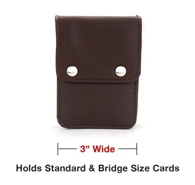 soft single deck pu leather playing card protect case cover with 2 button snap closure