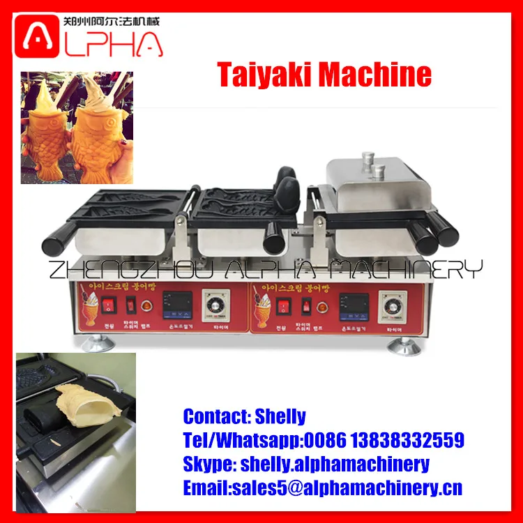 Factory supply taiyaki machine for filling ice cream/fish shaped waffle cone making machine/Electric taiyaki machine