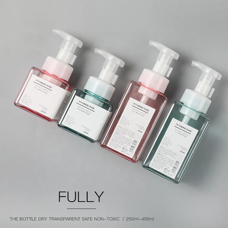 
Wholesale 250ml Empty Amber Colored Square Plastic PETG Foam Pump Bottles 