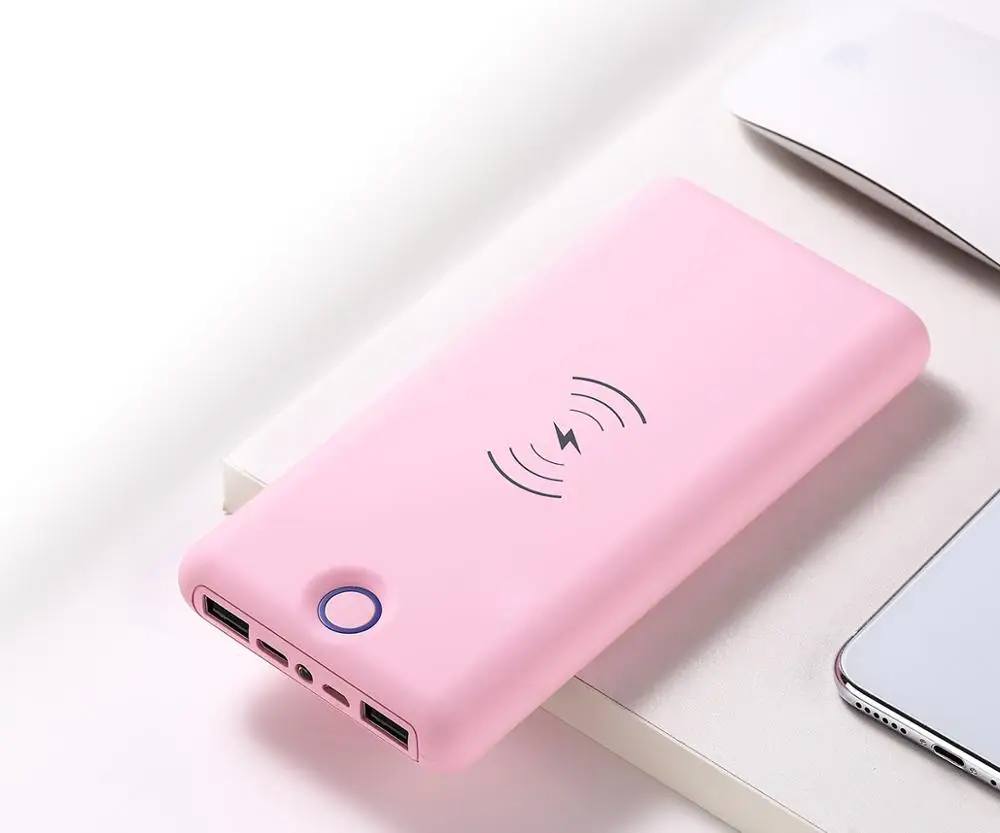 Wireless Power Bank 20000 mAh Fast Charge Portable Charger External Battery Pack with Built-in Flashlight