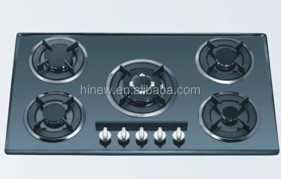 High quality  LPG or NG tempered 5 burners gas hobs