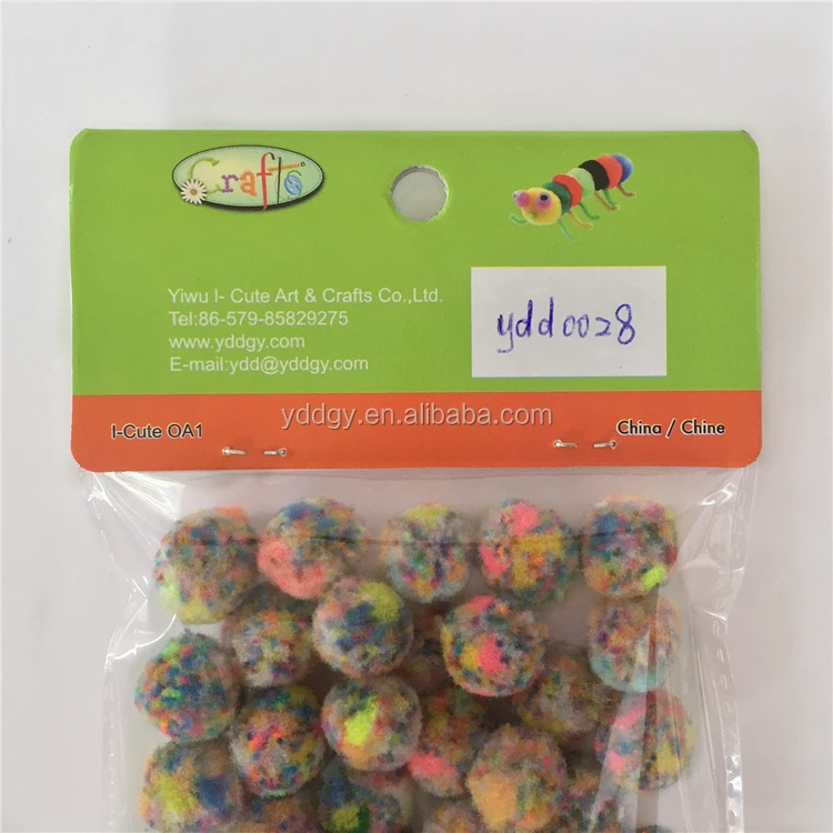 Factory supply DIY crafts terylene mixed color pompoms toys for kids or wedding party decoration