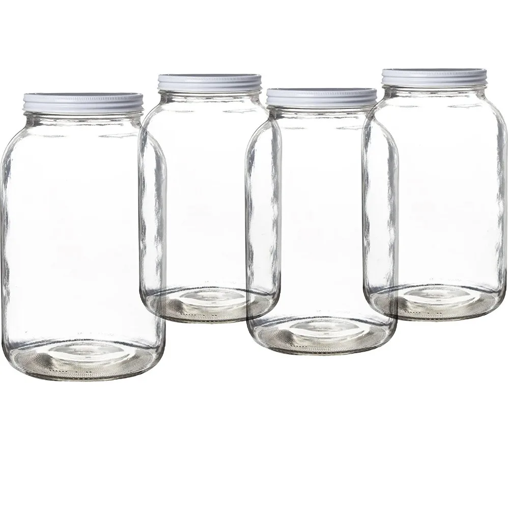 Hot sale 8 16 oz Glass Tall Mason Canning Jars with Black Silver and Gold Metal Lid