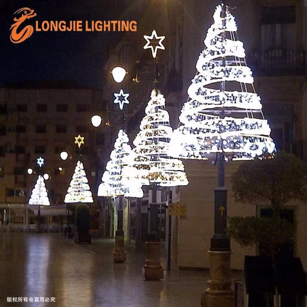 3D outdoor giant metal spiral lighted led Christmas tree with star on top