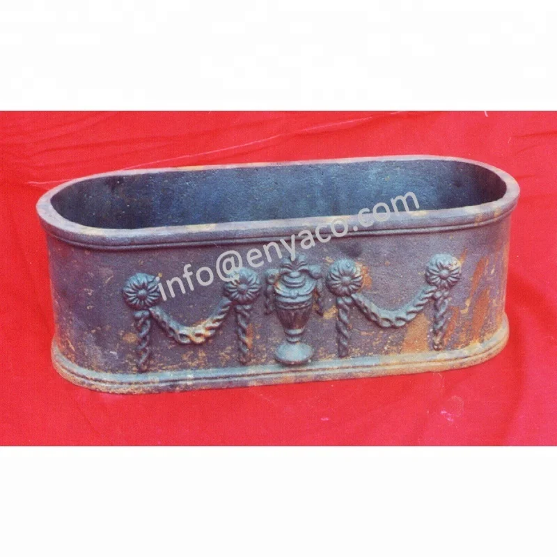 Antique Garden Oval Shape Cast Iron Urn Flower Pots & Planters