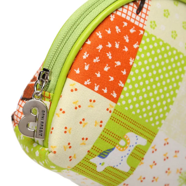 Lady green PU cosmetic bag with bow