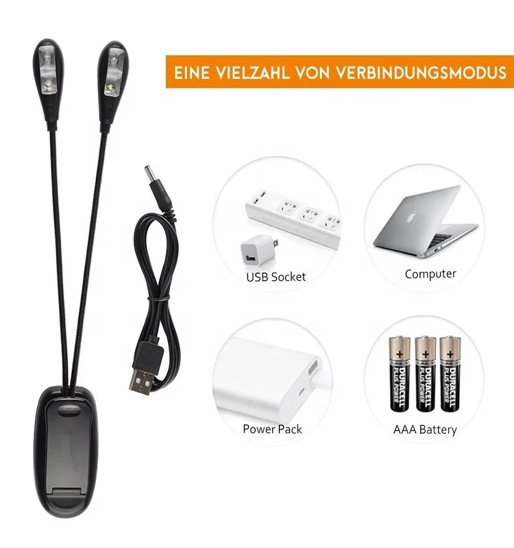 Music stand Light Desk Lamp Reading Lights Clip on Bed Light and portable for E-Reader Bed headboard