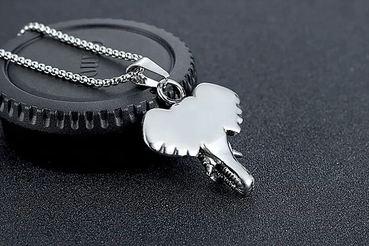 Elephant Animal Pendant Necklace Stainless Steel Goth Punk Jewelry