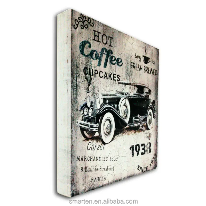 
Customize Shabby Chic Decorative Items Coffee Shop Interior Wholesale Wood Plaque Blank 