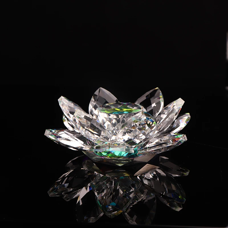 
Rainbow colorful crystal lotus flower candle holder Crafts Home Decoration for Gifts 