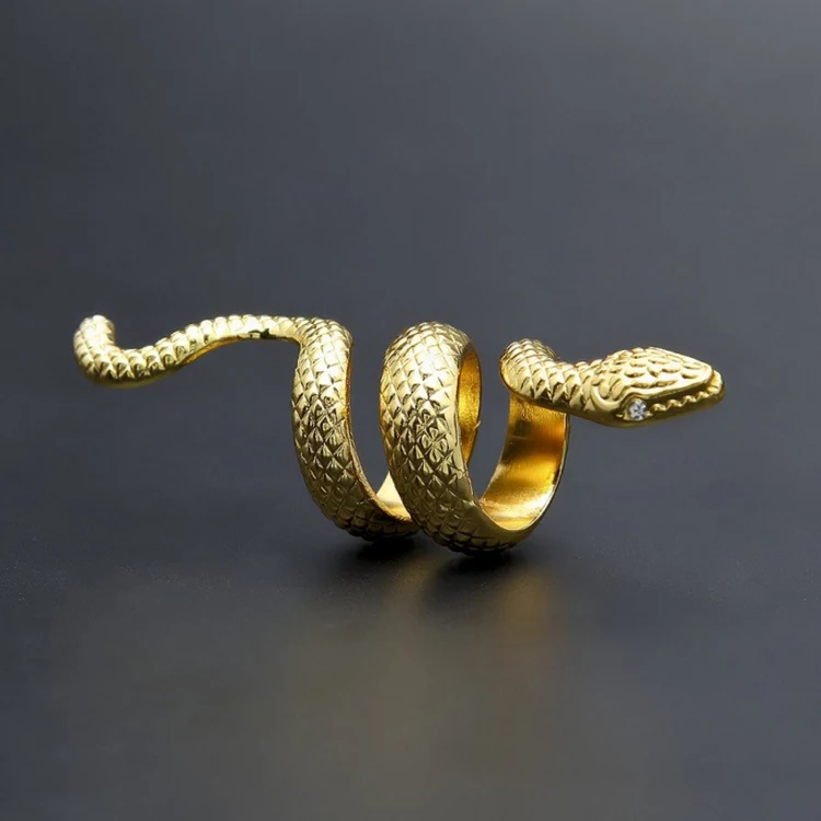 Blues RTS Fashion zinc alloy Gold Silver Plated Men Trendy Snake Shape Hip Hop Punk Snake finger Ring for men women jewelry
