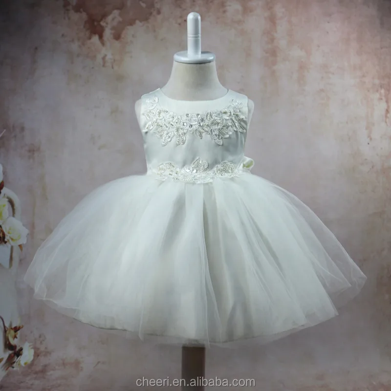 hot high quality beautiful white birthday party dress for infant fashion children frocks designs 2017