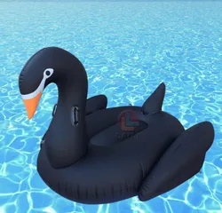 Durable large adult inflatable black swan pool float for sale