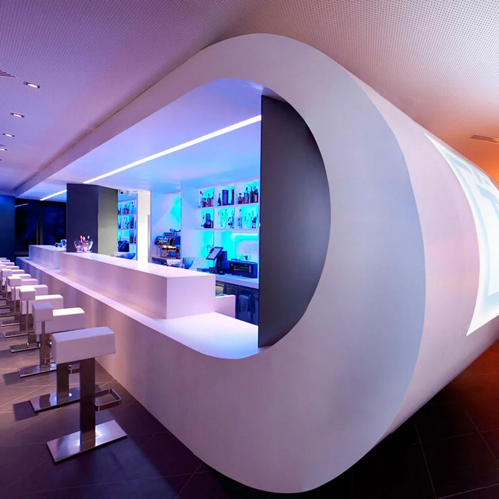 Hotel long reception desk/solid surface lobby reception counter