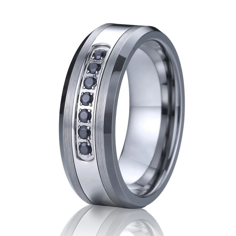 black cz diamond wedding rings for men and women gents male tungsten carbide rings stone wolfram herrenring herr ringar