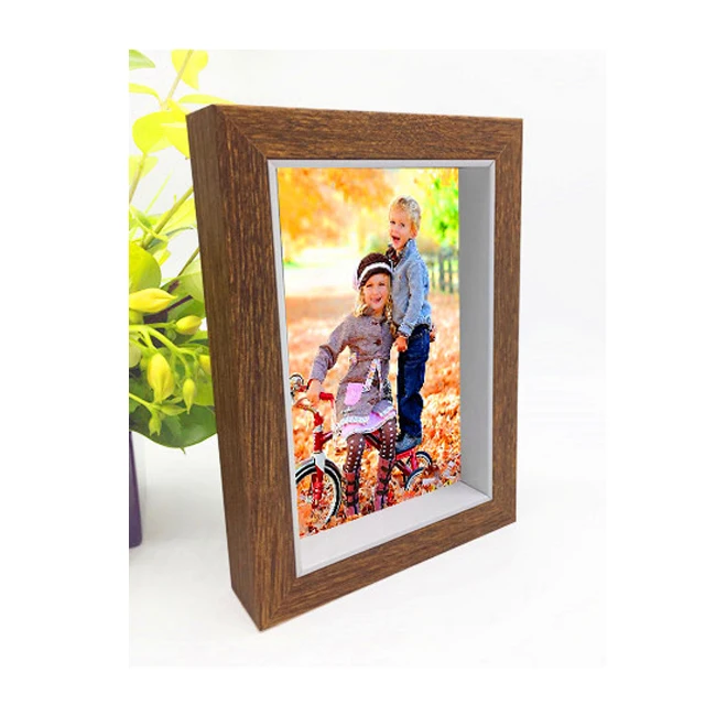 shadow box oak color 10x15cm photo frame with easel