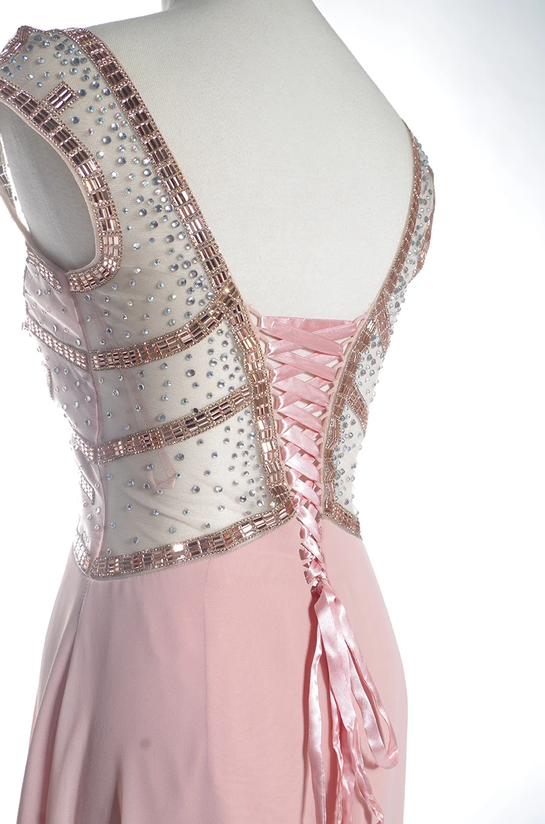 Party wedding short front long back backless pink evening dresses china