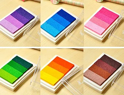 Craft Ink Pad Stamps Partner Rainbow Set of 6 DIY Multicolor Craft Stamp Pad 24 Colors