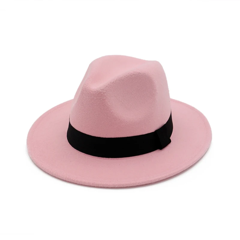 
Women Felt Fedora Hats Wide Brim Jazz Cap For Men 