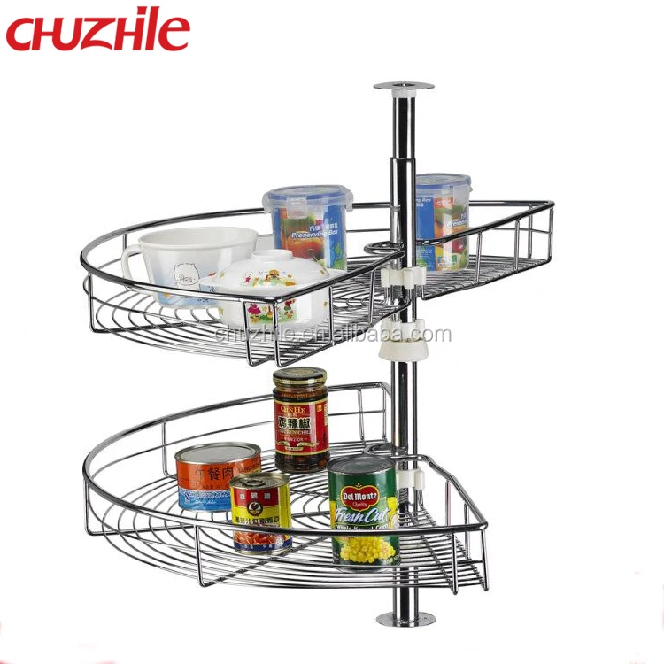Chrome 2 уровня полки Металл Half Moon шкаф кухонный уголок Lazy Susan