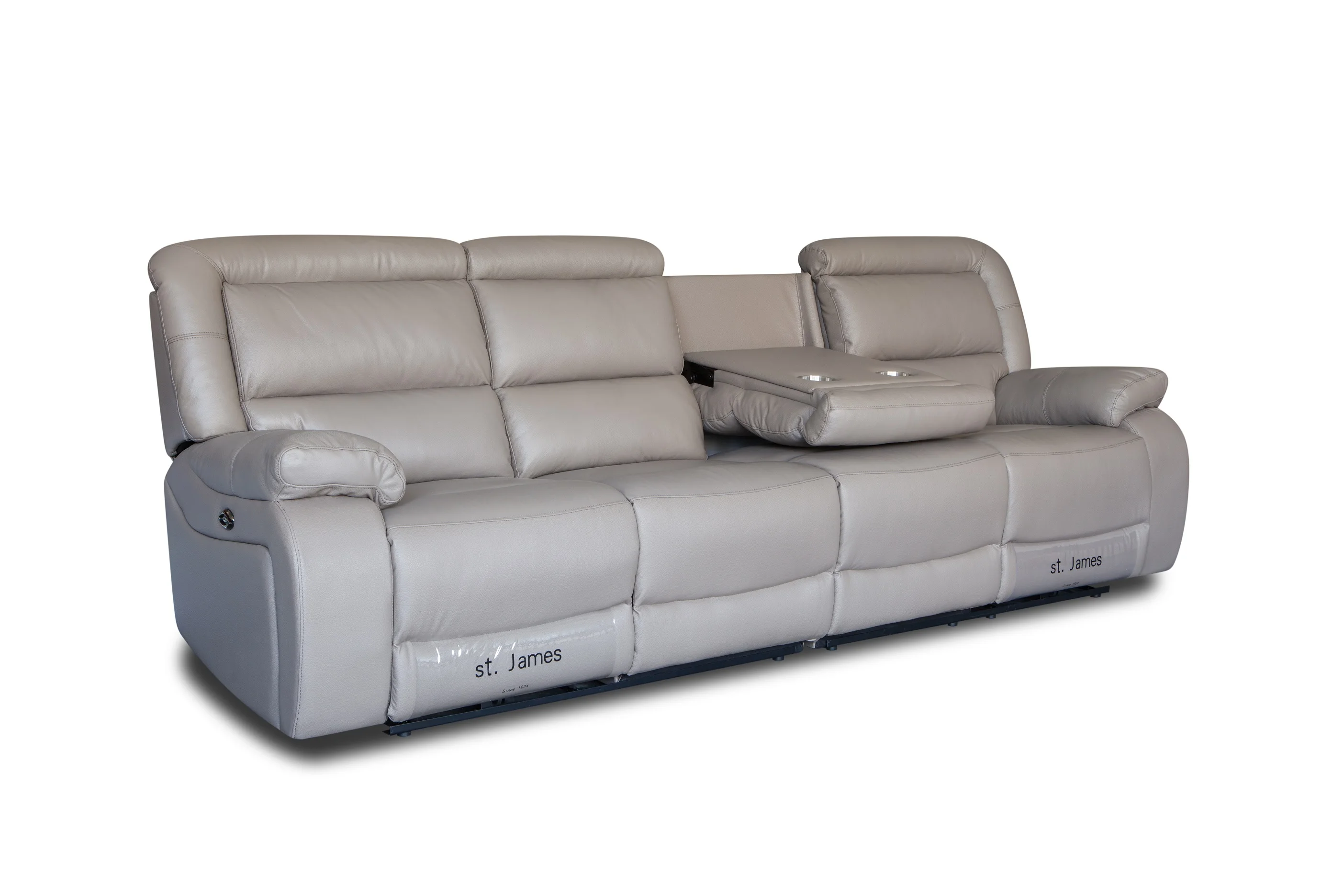 
Functional recliner with coffee table genuine Leather 4 seater sofa set 