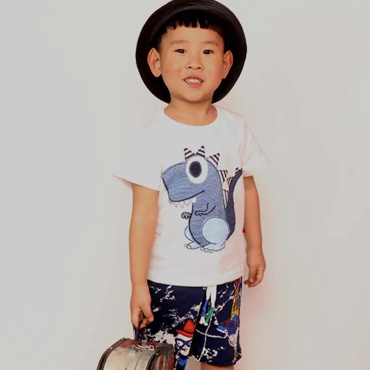 Wholesale summer baby boy tops cheap Dinosaurs printing short sleeve child boy tshirt