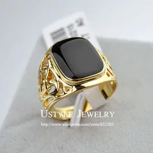 Ustyle banhado a ouro 18 K moda anel masculino anéis para homens