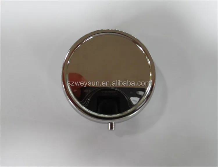 60MM Metal Blank Pill boxes with Compact Mirrors DIY Storage Box Medicine Organizer container Silver Pill boxes