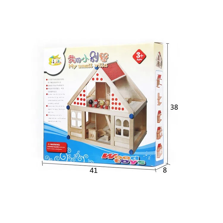 Custom Girls Dollhouse Wooden Doll House Kits Pretend Play Diy Wooden Doll House