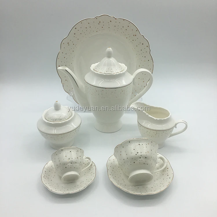 custom 16pcs 18pcs 24pcs china dinner set gold rim wholesale egyptian tea set