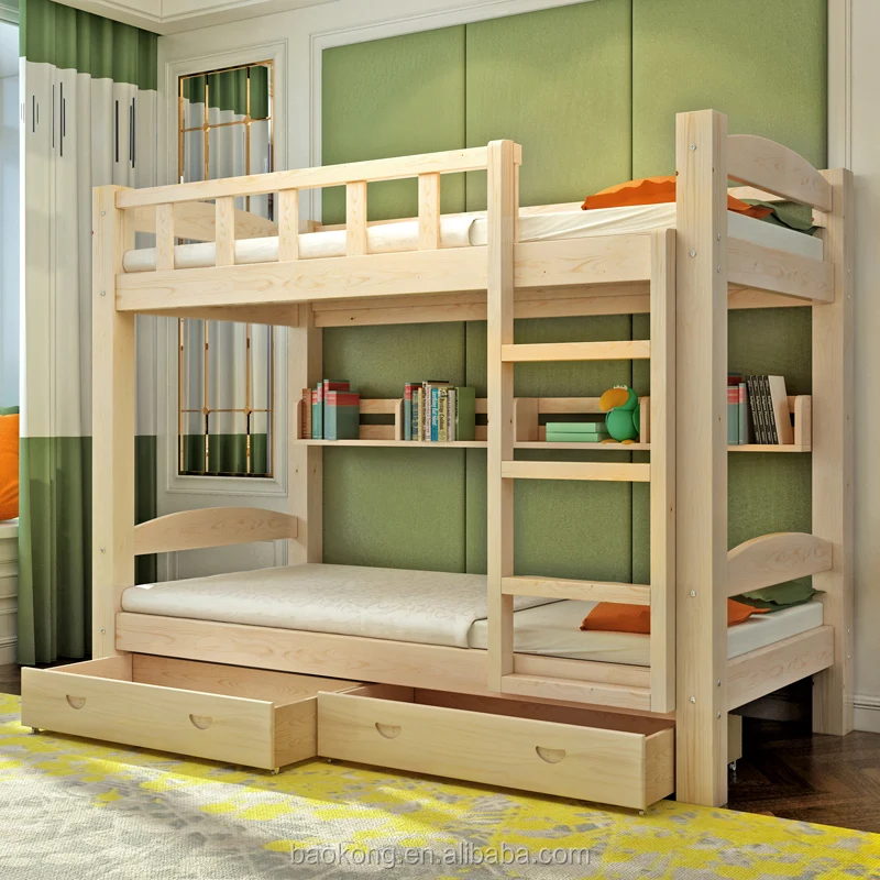 Modern Popular Hot Sell Cheap Pine Wood Bunk Bed For Kids