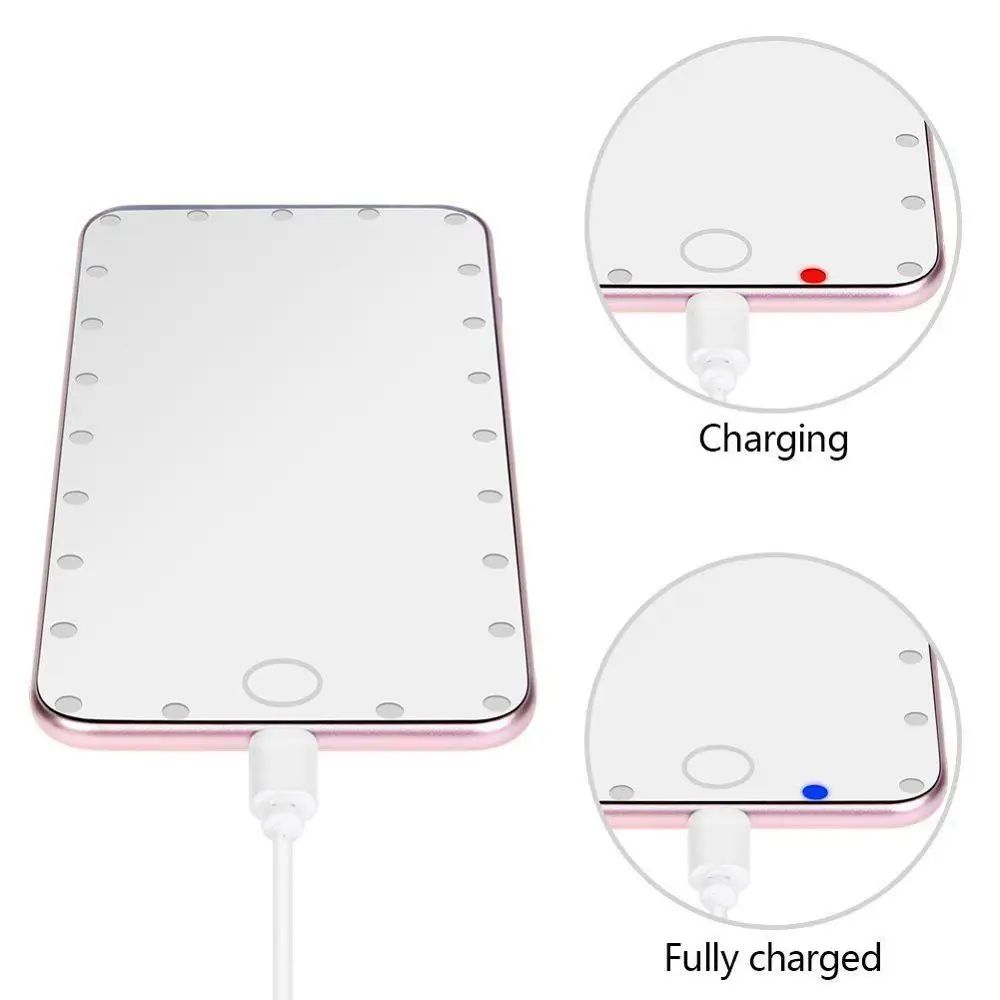 Portable Mini Handle Led Pocket Mirror Makeup Cosmetic Vanity Compact Mirror with Lights