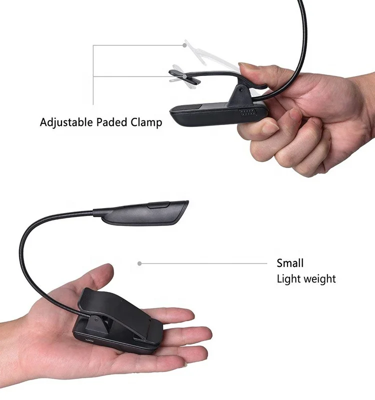 OEM Clip on Reading Light 3000K-6500K Adjustable Color Temperature Up to 33 Hours of Continuous Light Rechargeable Book Light