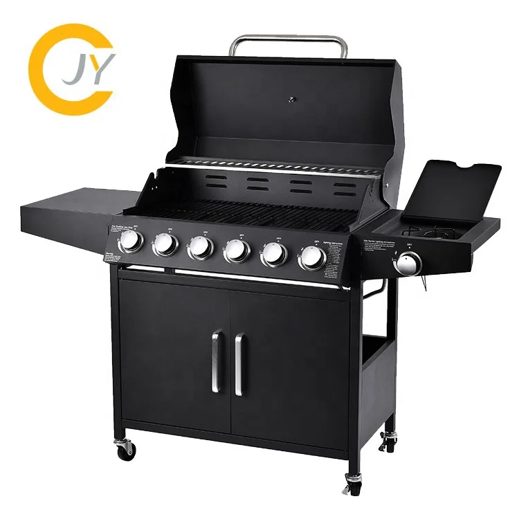 Outdoor Camping Cooking BBQ Grill Stainless Steel 6+1 Burner TableTop Propane Gas Grill