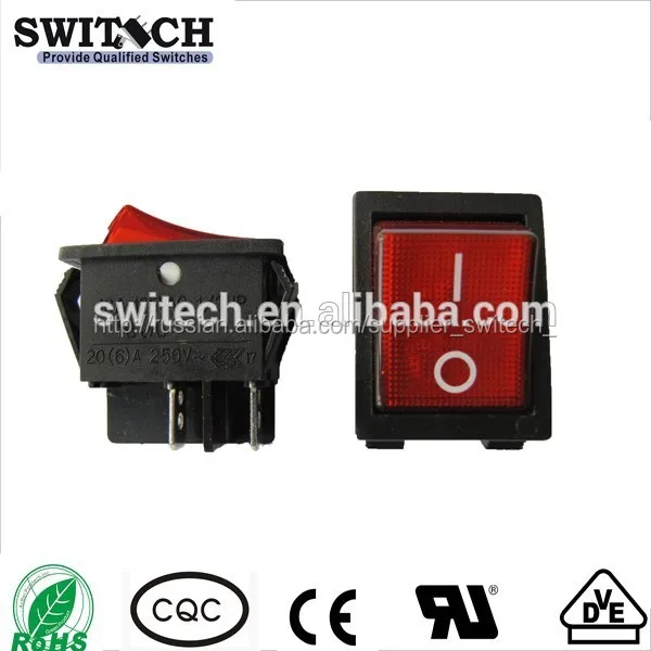 4-pins красный рокерный переключатель