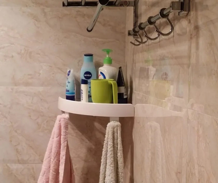 
Hot sales No tool 3 tier wall mounted living room removable plastic corner shelf 