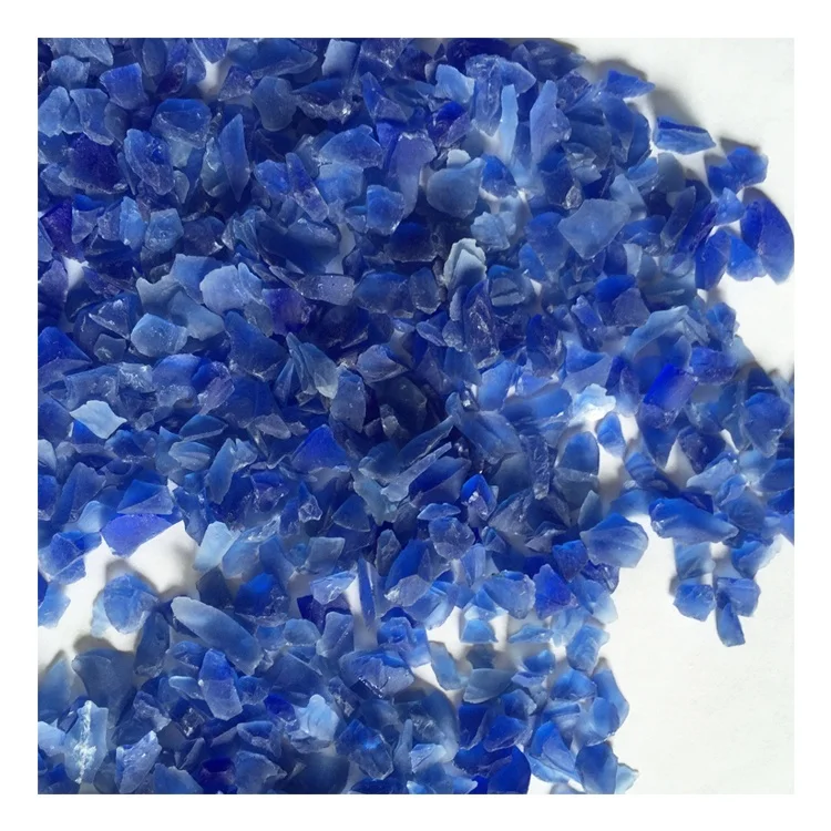 Favorable price broken landscape slag glass rocks dark blue