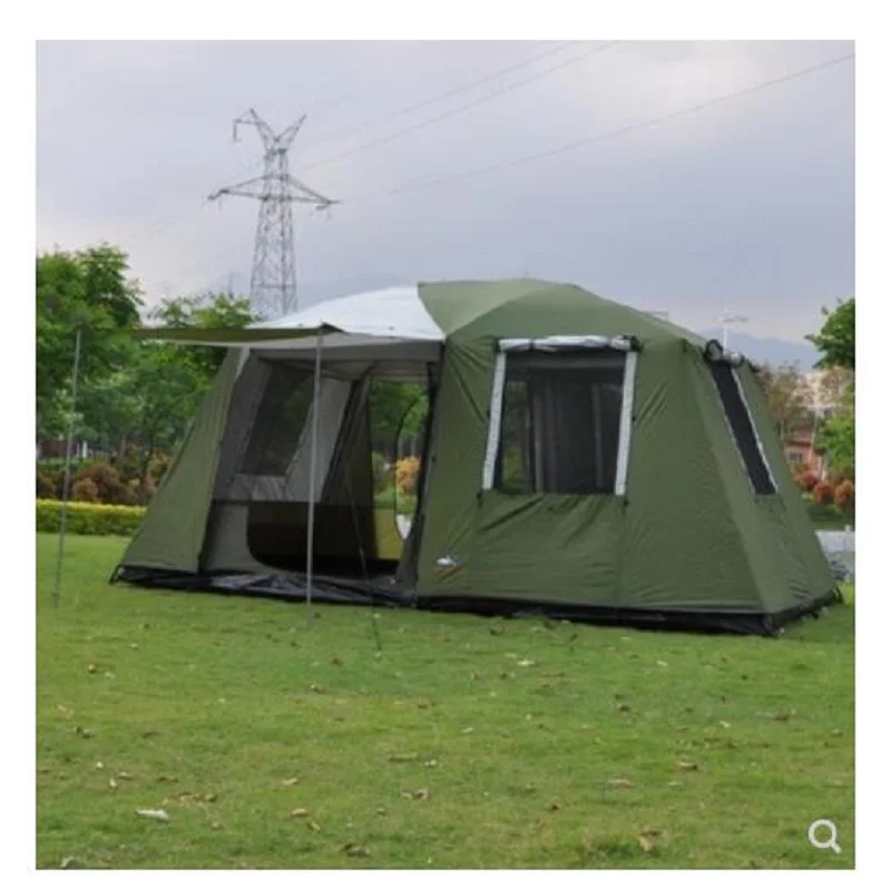
460*305*H210cm two bedrooms & one mall camping family tent large space for traveling hiking 6/7/8/persons double layers 