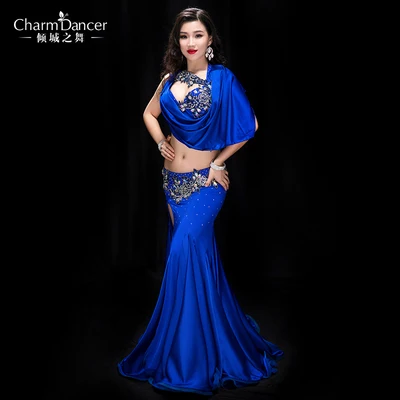YC041 Performance Professional bellydance costumes spandex and silk satin belly dance wear   for women