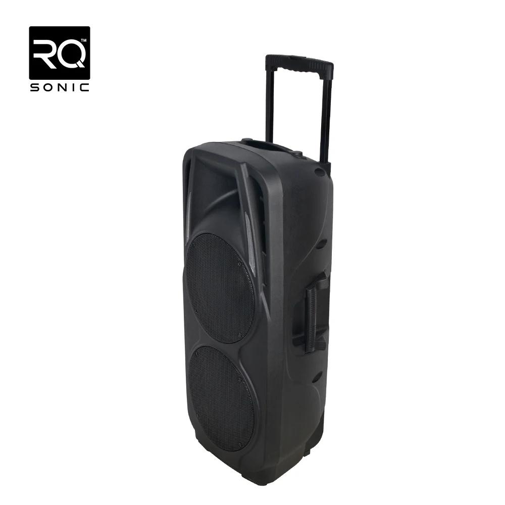 RQSONIC PMQ210AQX Dual 10 Inch Powered Speaker PA Rechargeable Trolley Speaker