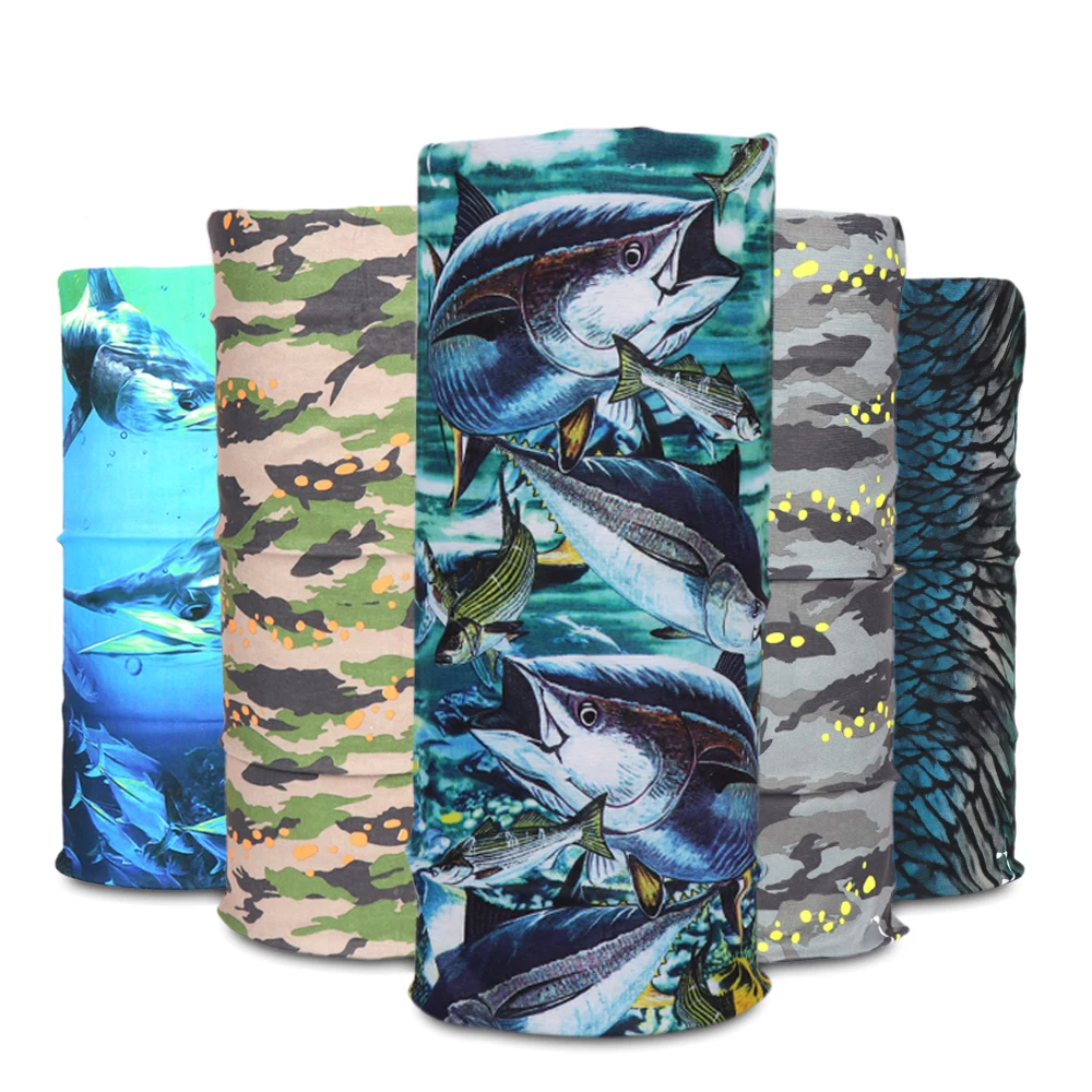 Outdoor Fishing Face headwear Unique Fish Design 100% Polyester Seamless Tube Bandana