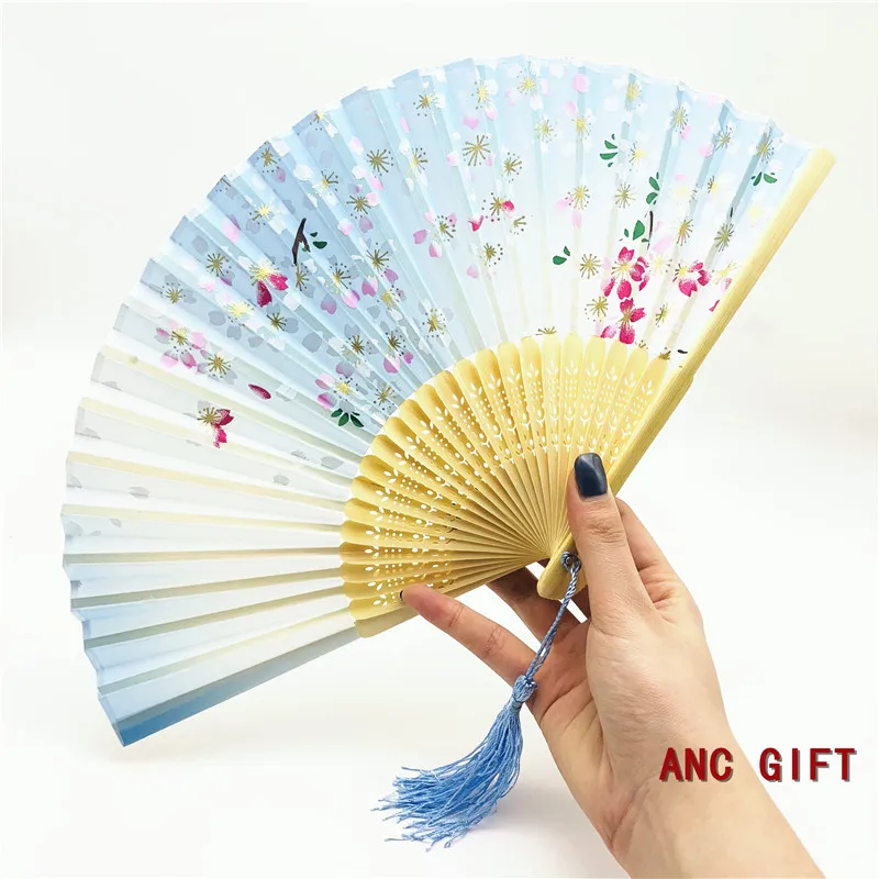 
Promotional Asian Bamboo Silk Souvenir Sublimation Custom Nylon Wooden Folding Hand Fan 