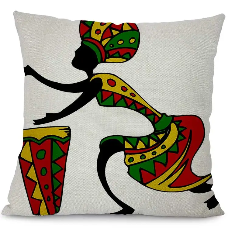 Home Decorative African Images Digital Printing Ethnic Cushion Covers For Sofa Chair
