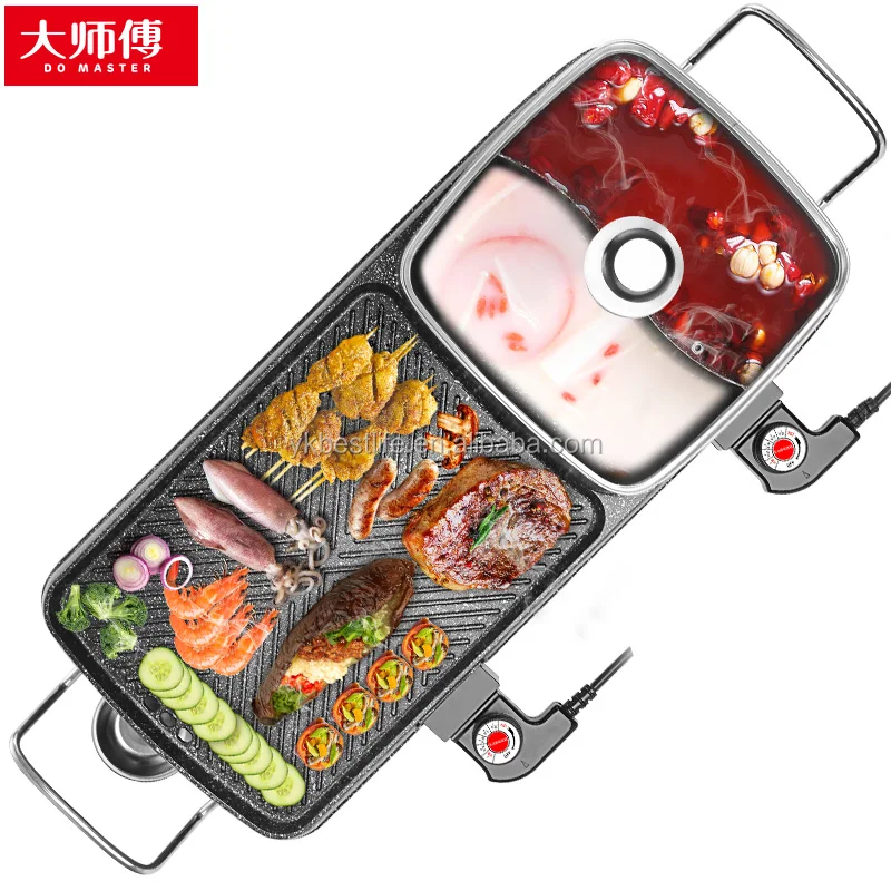 
electric rectangular griddle with hot pot 