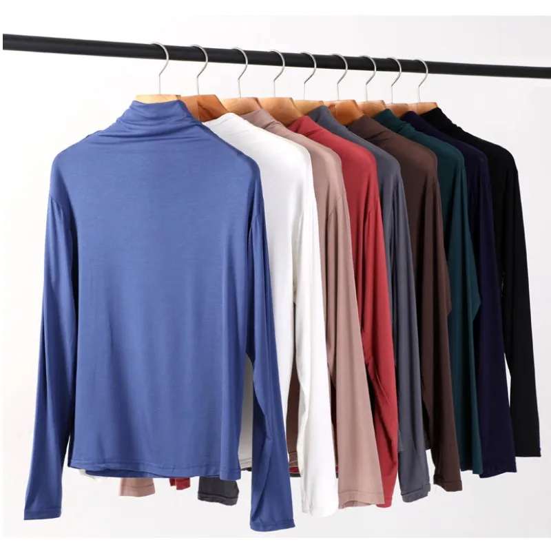 Muslim Sexy Cotton Turtleneck Tops Women Classic Long Sleeve Slim Workwear Office Ladies T Shirt For Spring Clothes 30% off