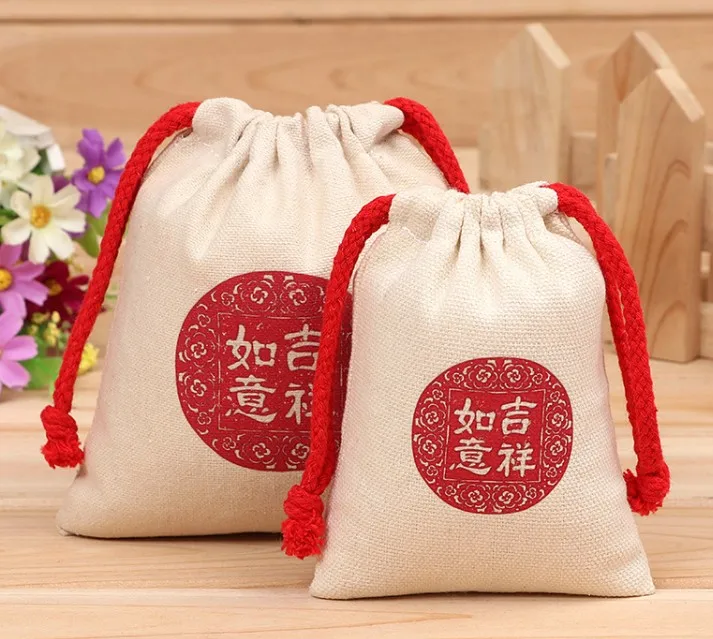 
black color cotton muslin drawstring bag with white logo 